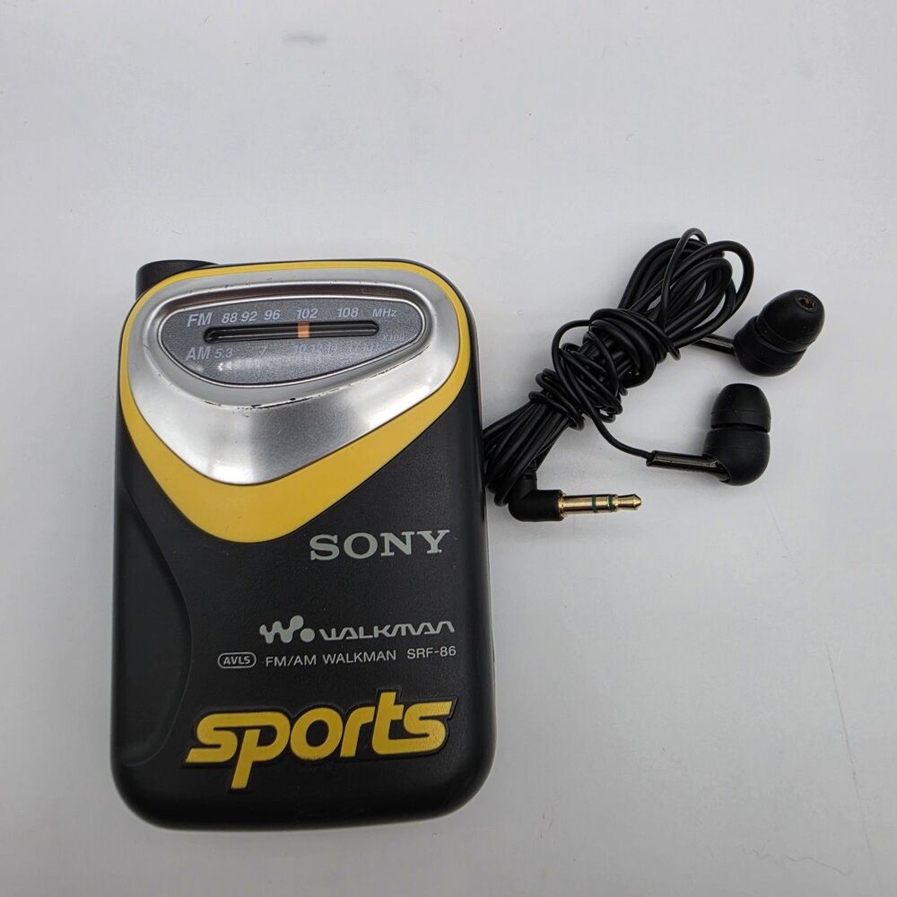 Working Sony Walkman SRF-86 AM/FM Sports Portable Radio sonyHeadphones  AVLS